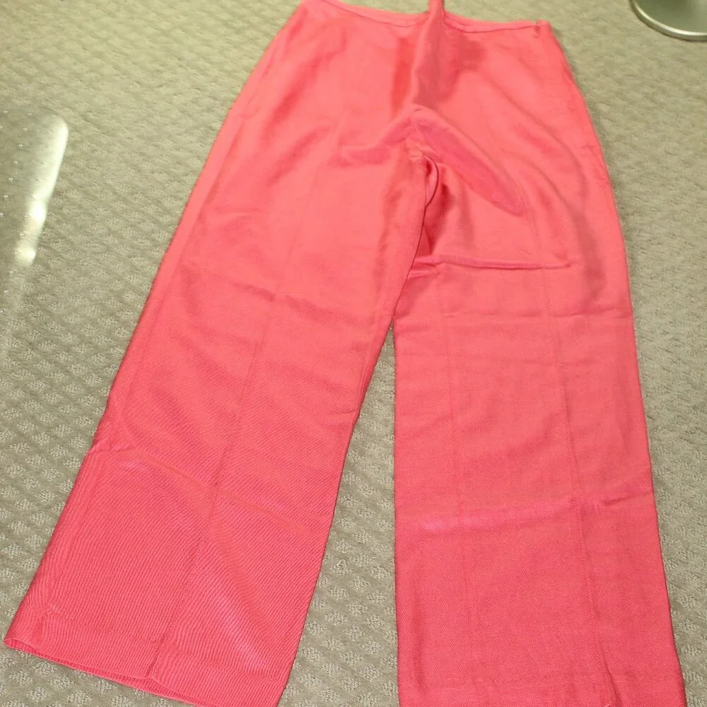 NWT Ann Taylor Women's 6 Pink High Rise Wide Leg Side Zip Pants